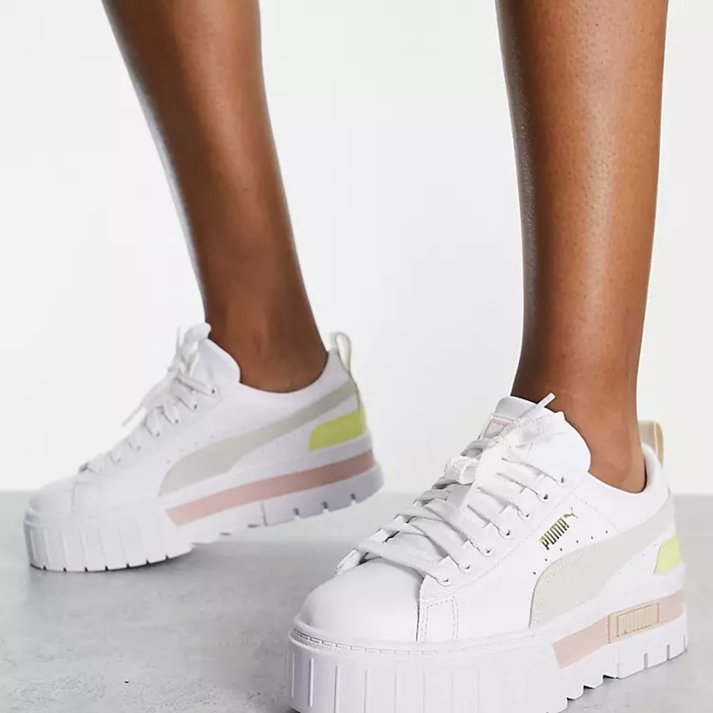 puma mayze white/pink/yellow size 8.5 true to size